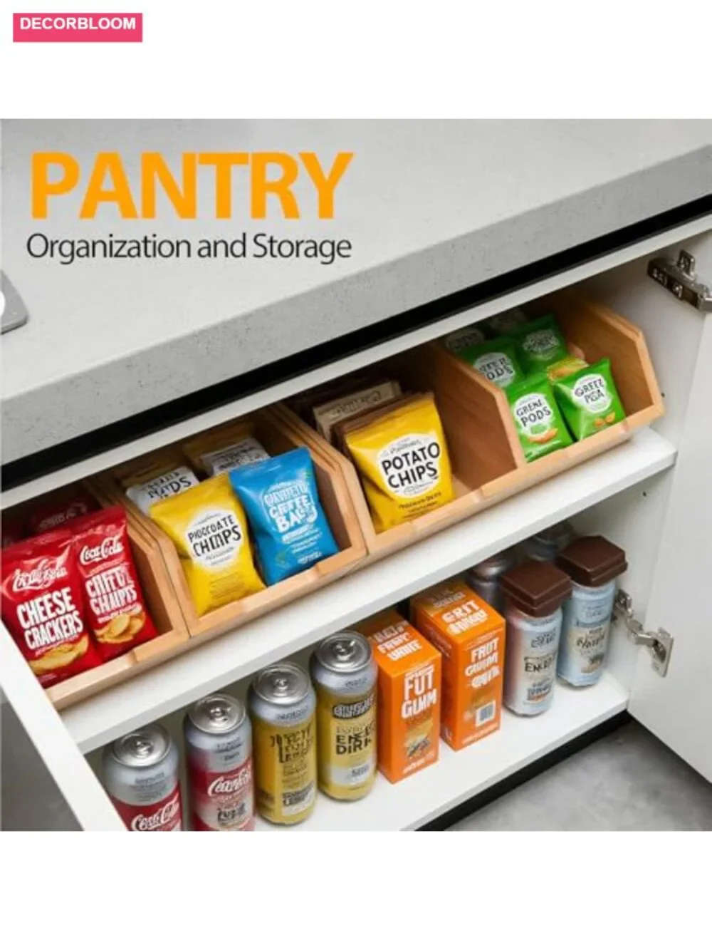 Bamboo Stackable Pantry Storage Bins Set of 3 Produce Organizer